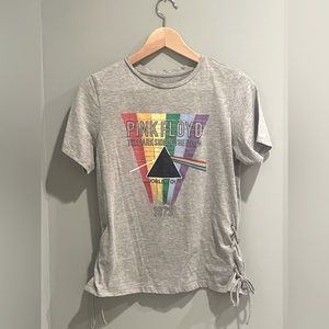 PINK FLOYD Modern Graphic Short Sleeve Band T Shirt‎ Cinch Lace Up- Size Medium